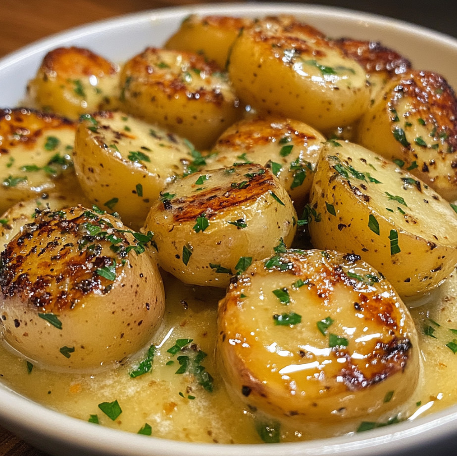 Creamy garlic sauce baby potatoes