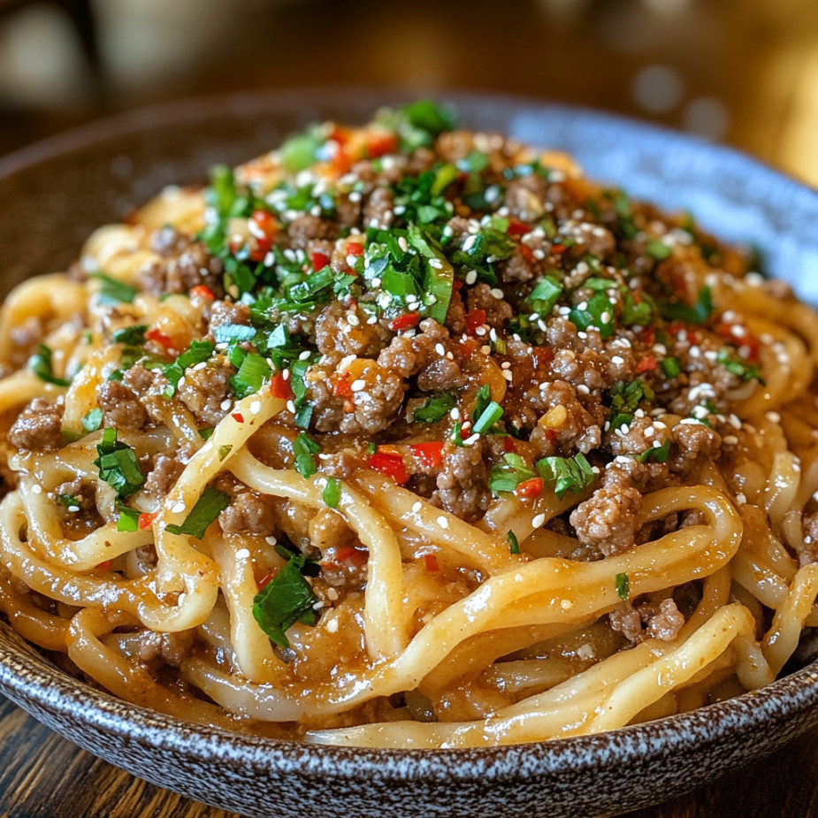 Mongolian Ground Beef Noodles