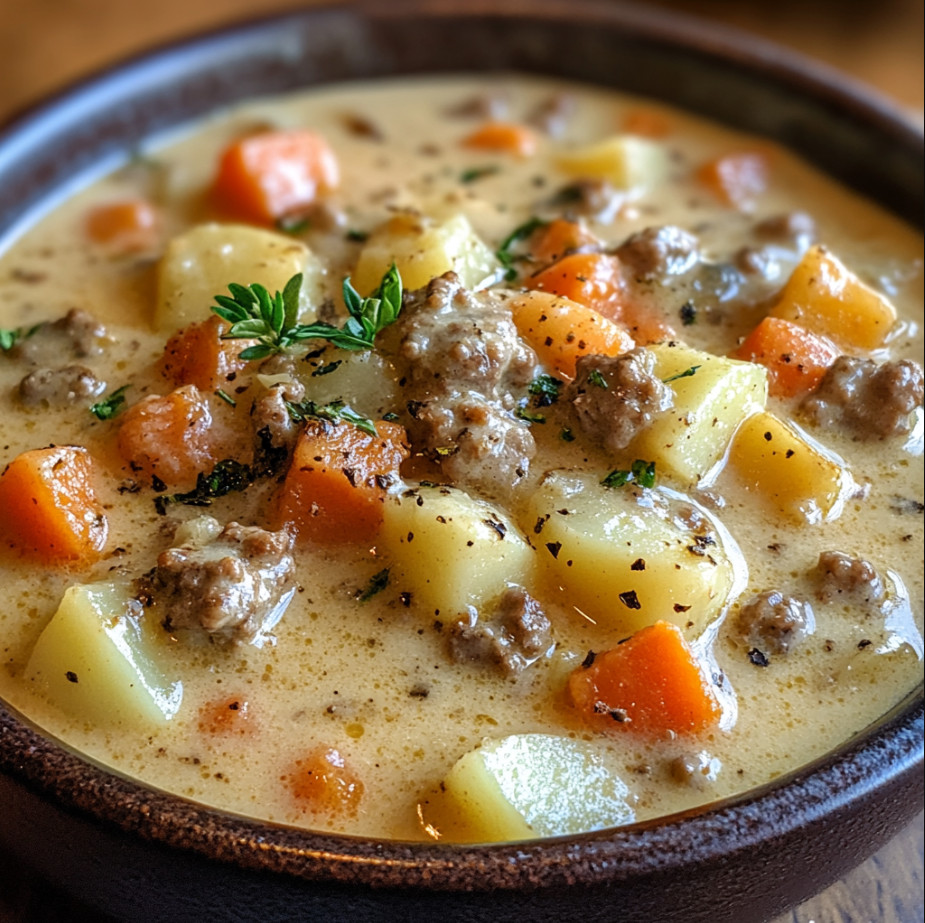 Crockpot Creamy Potato & Hamburger Soup