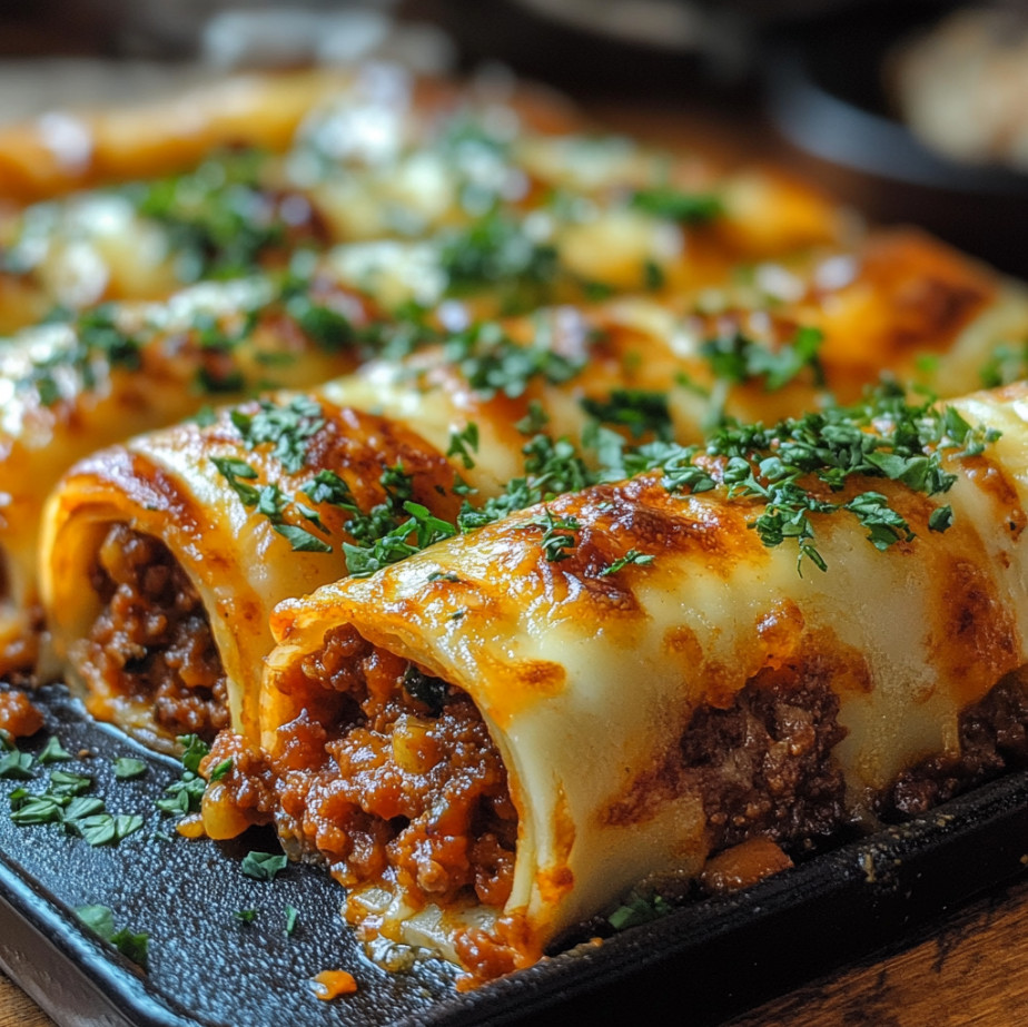 Cheesy Bolognese Roll-Ups