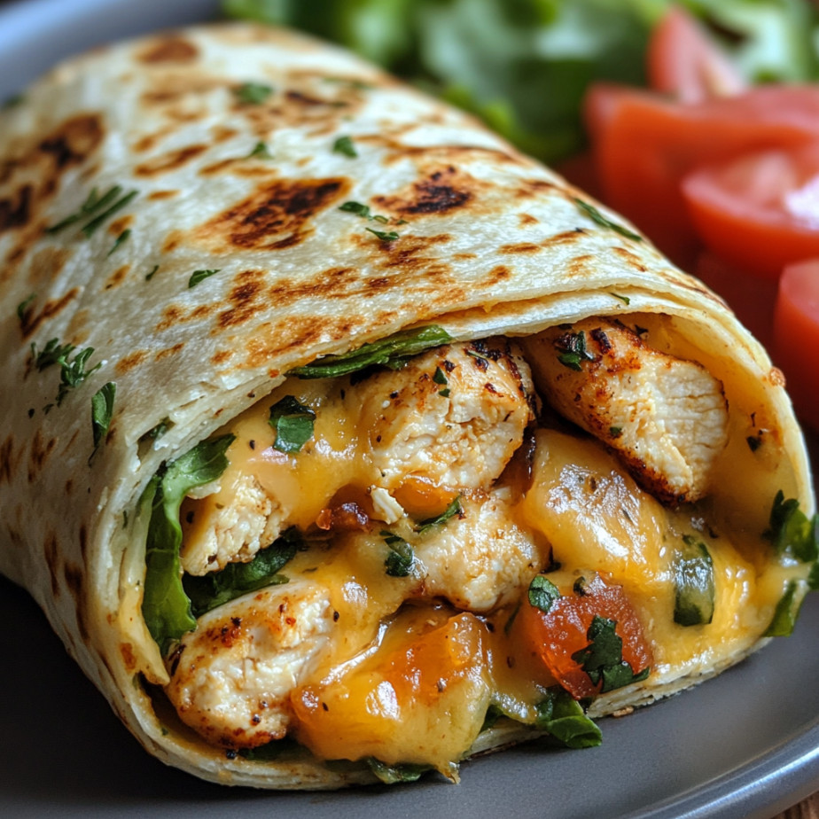 Cheesy Garlic Chicken Wraps