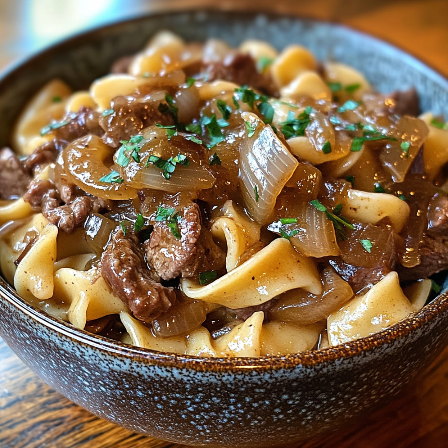 French Onion Beef and Noodles